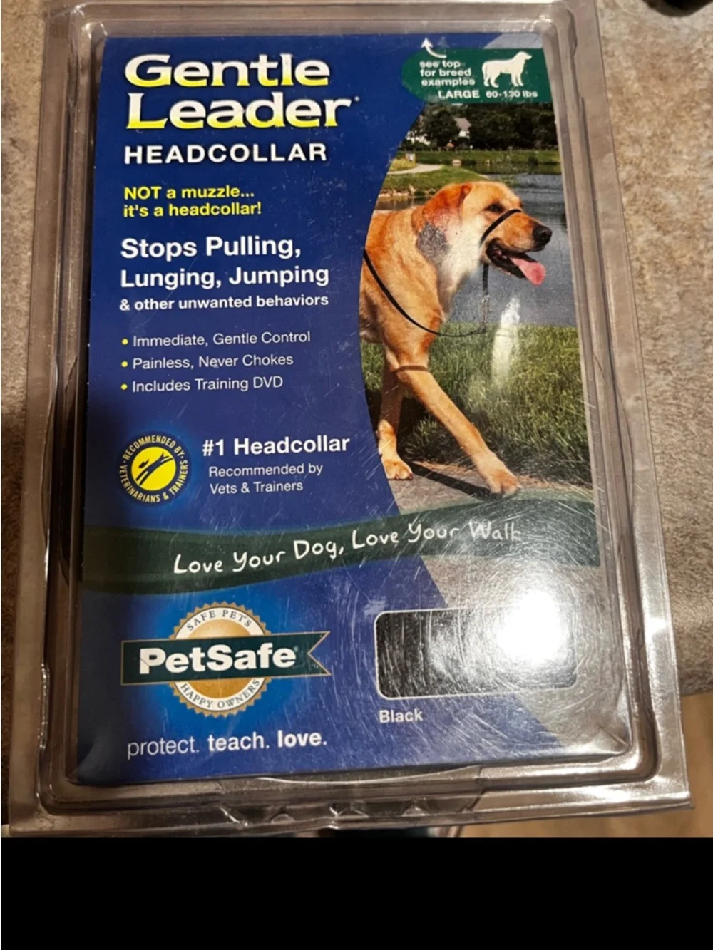 PetSafe Gentle Leader Headcollar Large 60–130 lb Black Dog Training Collar NEW